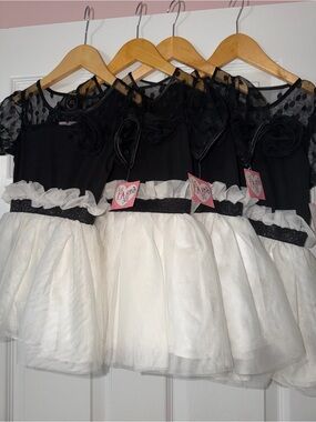 JustFab Black and White Tulle Party Dress with Rosette
